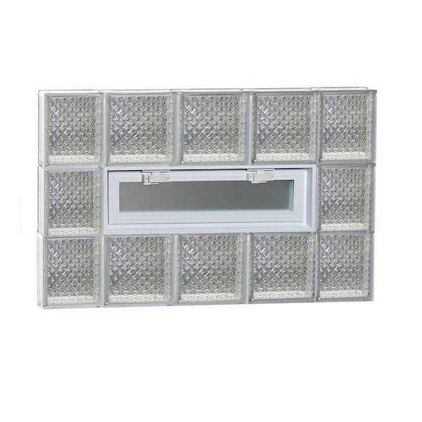 Clearly Secure 34.75 in. x 23.25 in. x 3.125 in. Frameless Vented Diamond Pattern Glass Block Window
