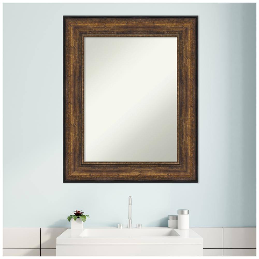 Rectangular Bronze Bathroom Vanity Wall Mirror with Matte Black Edge