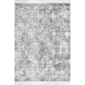 Agata Textured Tassel Light Gray 6 ft. 7 in. x 9 ft. Indoor Area Rug