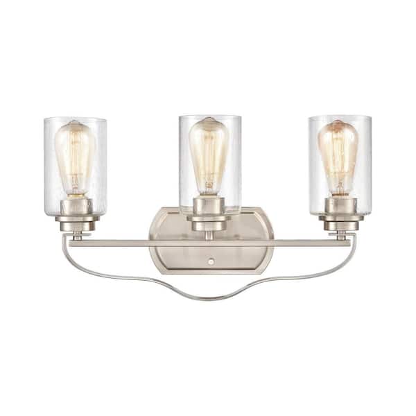 Titan Lighting 20 in. 3 Light Brushed Nickel Vanity Light