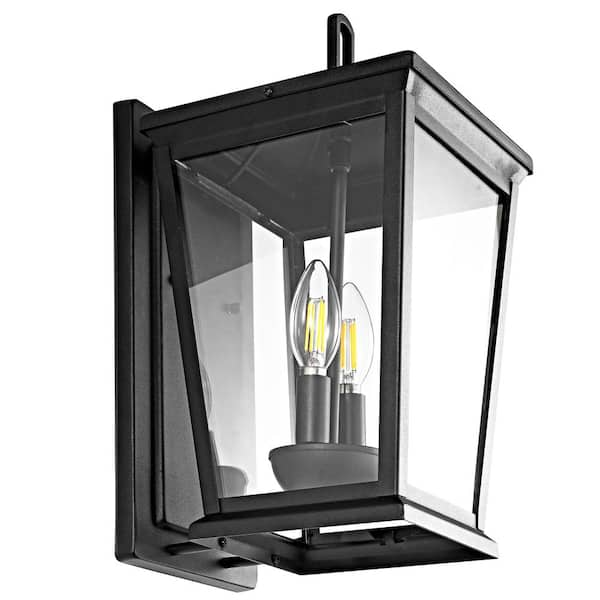 SAFAVIEH Morla 2-Light Black Outdoor Wall Lantern Sconce PLT4012A - The ...