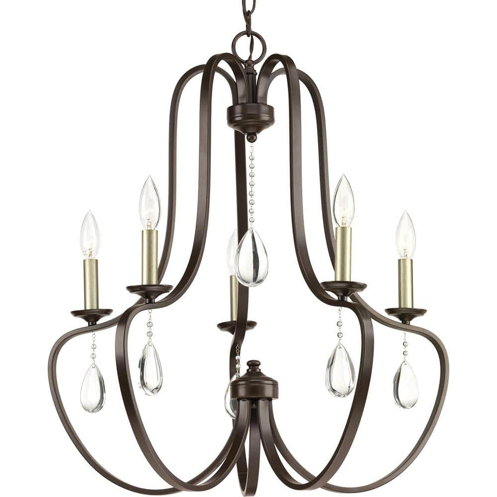 Progress Lighting Anjoux Collection 5-Light Antique Bronze Chandelier  P400087-020 - The Home Depot