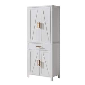 SignatureHome 16 in. W Rectangle White Wood 1 Drawer 4 Door No Desk Kitchen Pantry Hutch with Storage (30Lx16Wx72H)