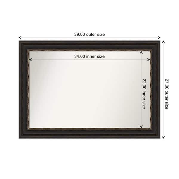 Amanti Art Accent Bronze 39 in. x 27 in. Custom Non-Beveled Polystyrene Antique Framed Bathroom Vanity Wall Mirror