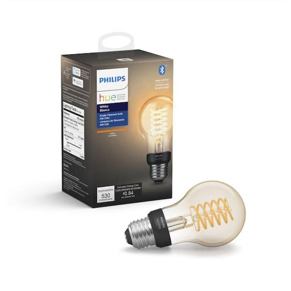 undskyld blanding Ulv i fåretøj Philips Hue White A19 LED 40W Equivalent Dimmable Wireless Edison Smart  Light Bulb with Bluetooth 551770 - The Home Depot