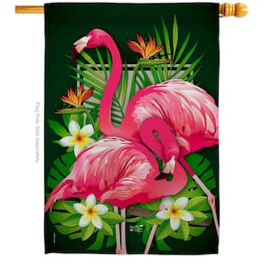 28 in. x 40 in. Tropical Flamingo Coastal House Flag Double-Sided Decorative Vertical Flags