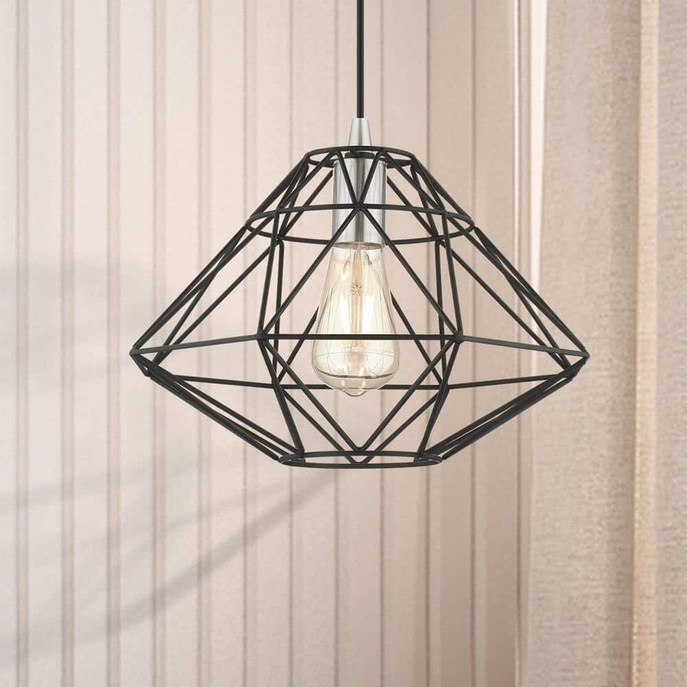 Geometric Black and Nickel Mini LED Pendant Light