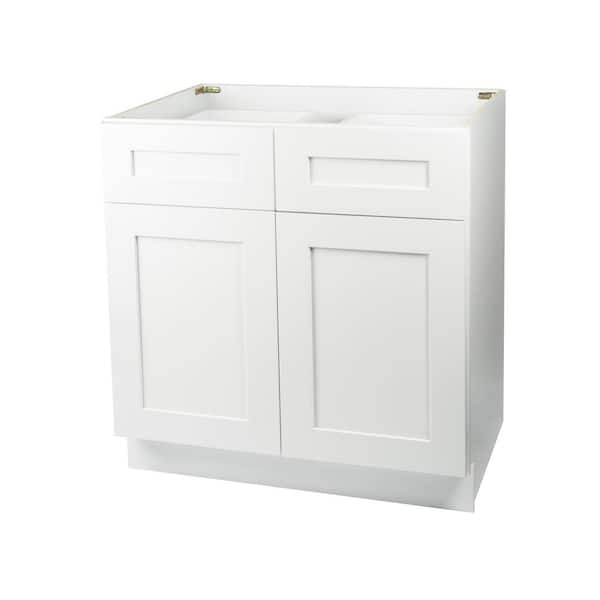 Plywell Ready to Assemble 39x34.5x24 in. Shaker Sink Base Cabinet with 2 Doors in White