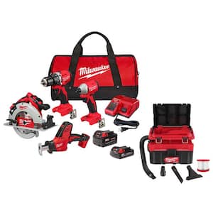 M18 18V Lithium-Ion Brushless Cordless Combo Kit w/M18 FUEL PACKOUT 2.5 Gal Wet/Dry Vacuum