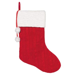 18 in. Fabric Cable Knit Deluxe Christmas Stockings (2-Pack)