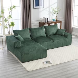 108 in. Square Arm 4-Piece L Shaped Chenille Modern Sectional Sofa in Emerald with Deep Seat Upholstered Sectional Couch