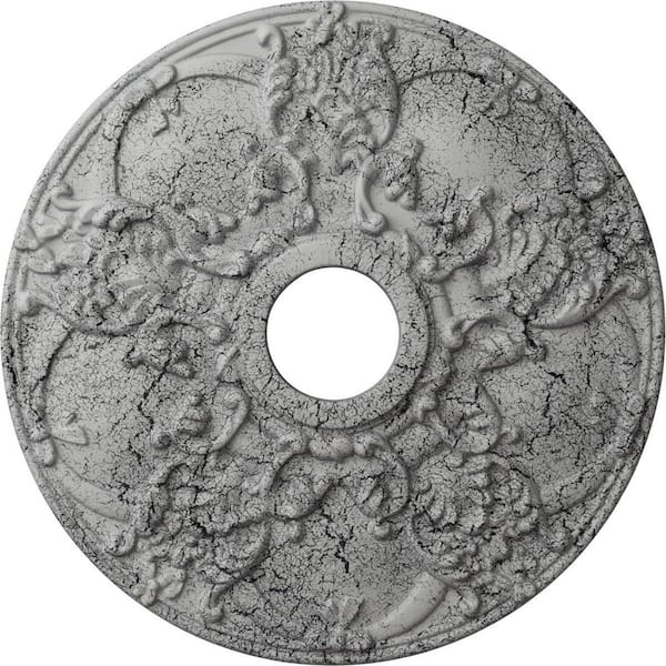 Ekena Millwork 1-3/8 in. x 18 in. x 18 in. Polyurethane Norwich Ceiling Medallion, Ultra Pure White Crackle