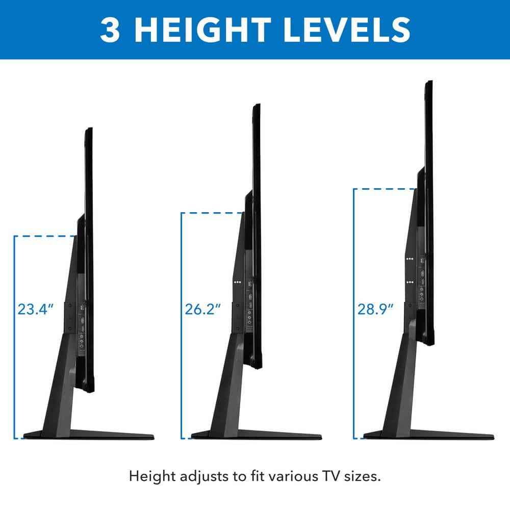Black Heavy Duty Steel Tilting Tabletop TV Stand with Riser