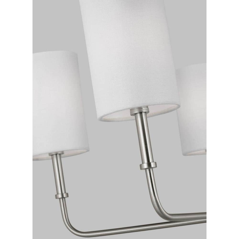 Brushed Nickel 5-Light Chandelier with White Drum Shades