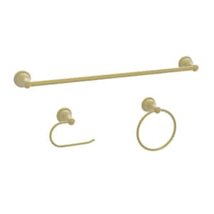 Ivie 3-Piece Bath Hardware Set with Towel Ring, Toilet Paper Holder and 24 in. Towel Bar in Matte Gold
