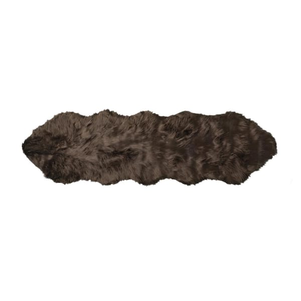 Luxe Faux Fur Gordon Chocolate 2'x6' Double Faux SheepskinArea Rug