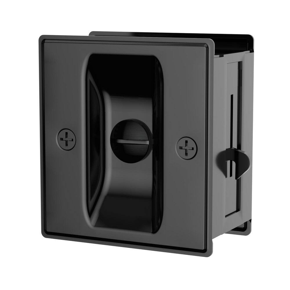 Stainless Steel Black Privacy Pocket Door Lock with Pull Fit for 1-3/8 in. Thickness Door price history on PriceWatchPro