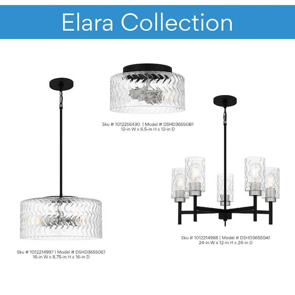 DSI LIGHTING Elara 5-Light Matte Black and Brushed Nickel