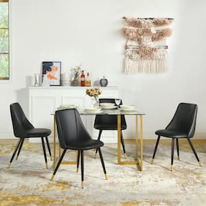Smeg Black Faux Leather Upholstered Dining Side Chairs (Set of 2)