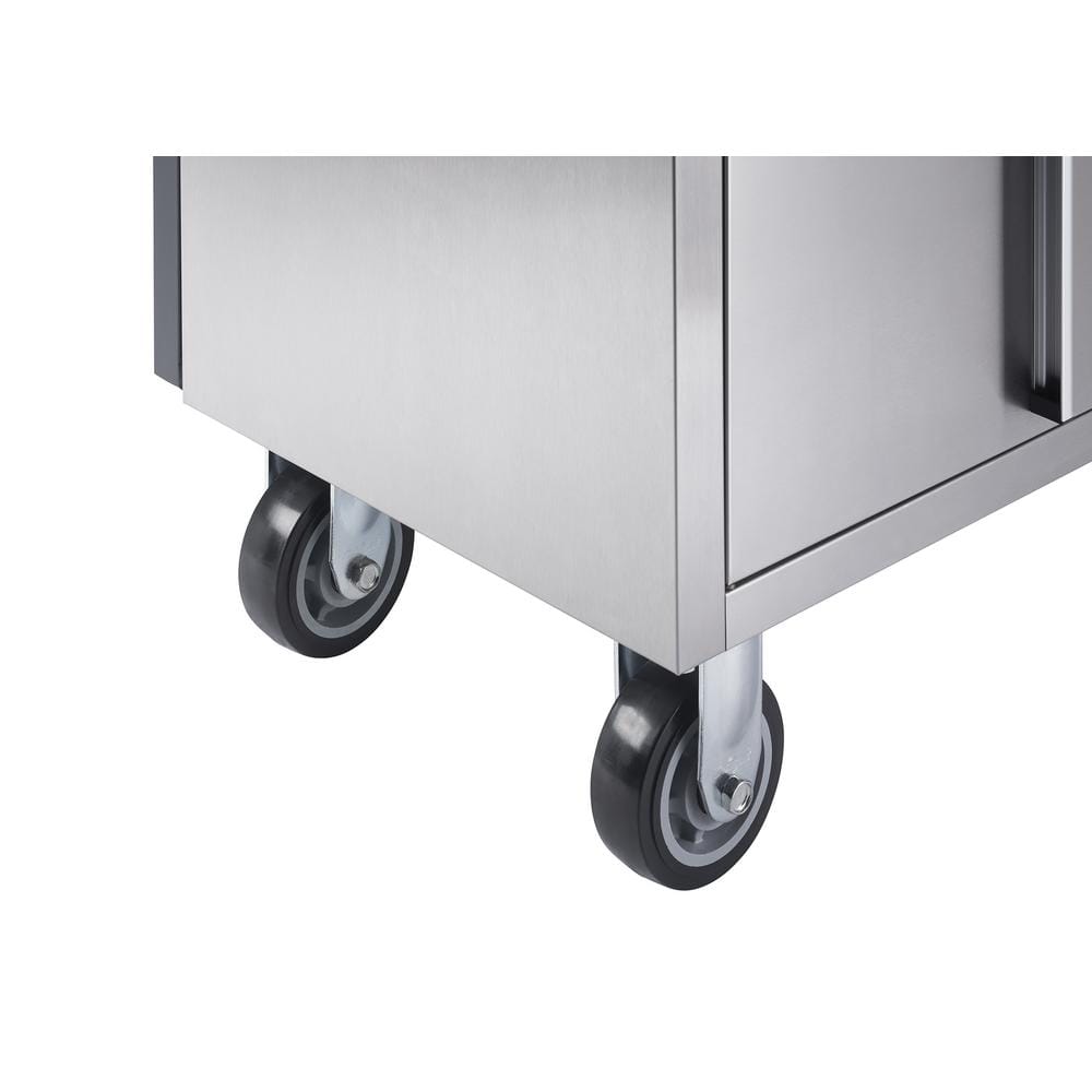 Compact 31'' Stainless Steel Workbench with Wheels & Pegboard