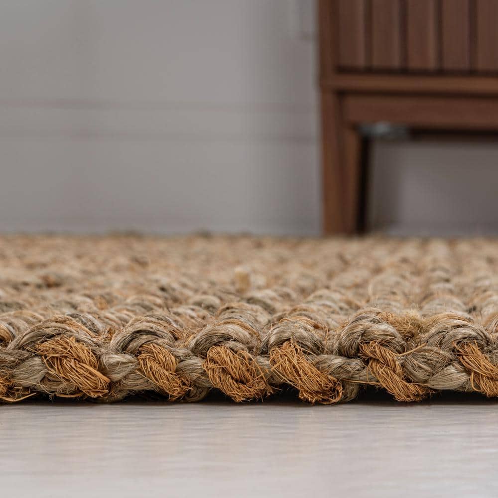 Natural Handwoven Jute Rectangular Area Rug, 5 x 8 ft