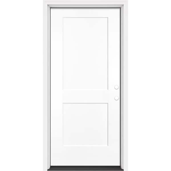 Masonite Performance Door System 36 in. x 80 in. Logan Left-Hand Inswing White Smooth Fiberglass Prehung Front Door