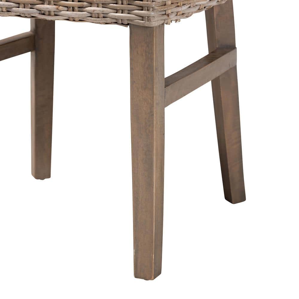 Bohemian Brown Rattan & Mahogany Low Dining Chair Set