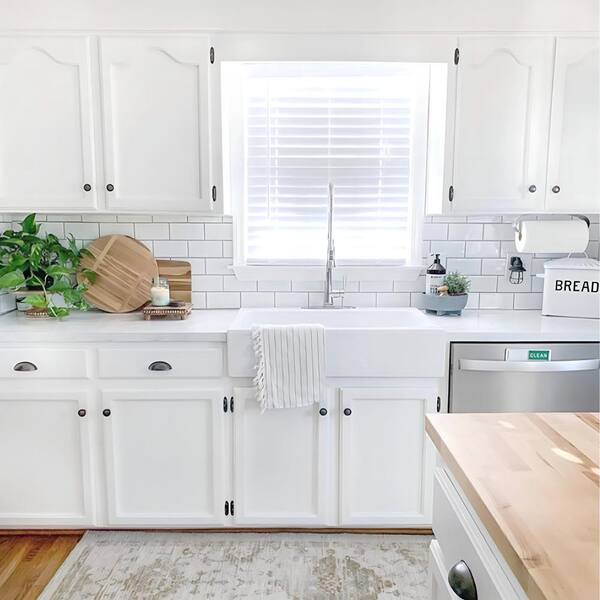 SINKOLOGY Parker 34 in. 3-Hole Quick-Fit Farmhouse/Apron-Front