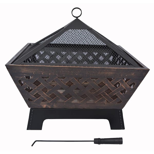26.5 in. W x 25 in. H Square Steel Lattice Fire Pit