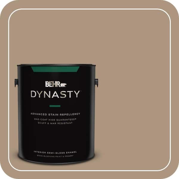 BEHR DYNASTY 1 gal. Home Decorators Collection #HDC-SP14-5 Mocha Tan Semi-Gloss Enamel Interior Stain-Blocking Paint & Primer