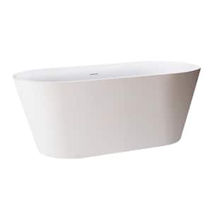 54 in. Acrylic Freestanding Flatbottom Soaking Non-Whirlpool Double-Slipper Bathtub in White