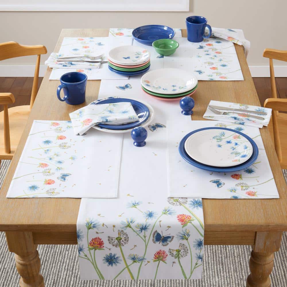 Breezy Floral White and Blue Cotton Placemats Set of 4