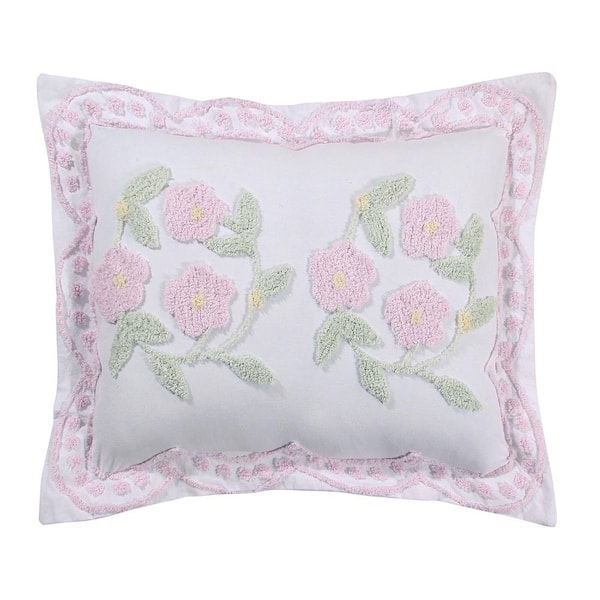 Better Trends Bloomfield Collection in Floral Design Rose Standard 100% Cotton Tufted Chenille Sham