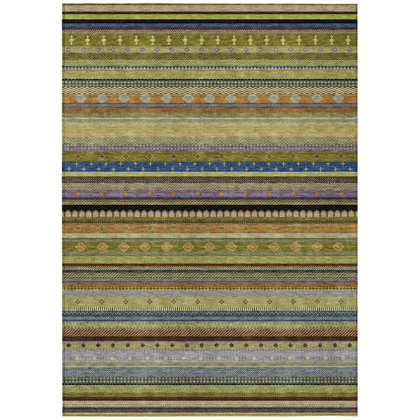 Chantille Machine Washable Indoor/Outdoor Abstract ACN2218 Olive 10 ft. x 14 ft. Area Rug