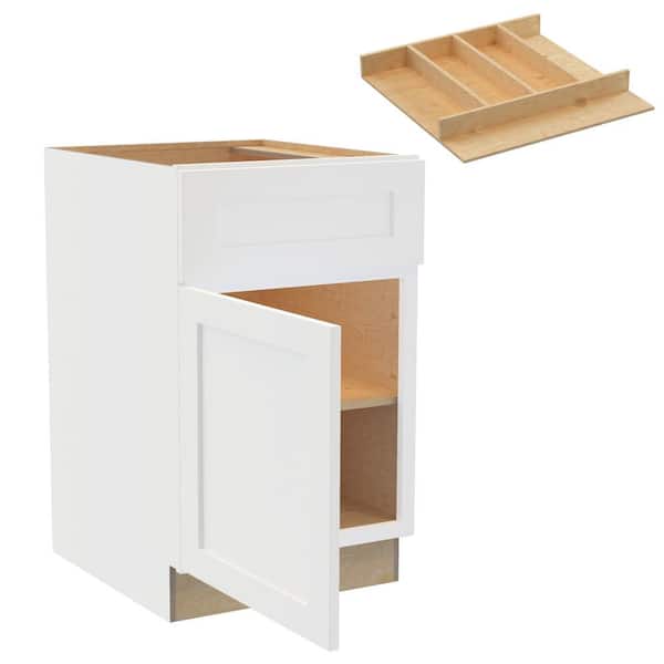 Home Decorators Collection Newport 21 in. W x 24 in. D x 34.5 in. H Assembled Plywood Base Kitchen Cabinet in Pacific White with Utility LH
