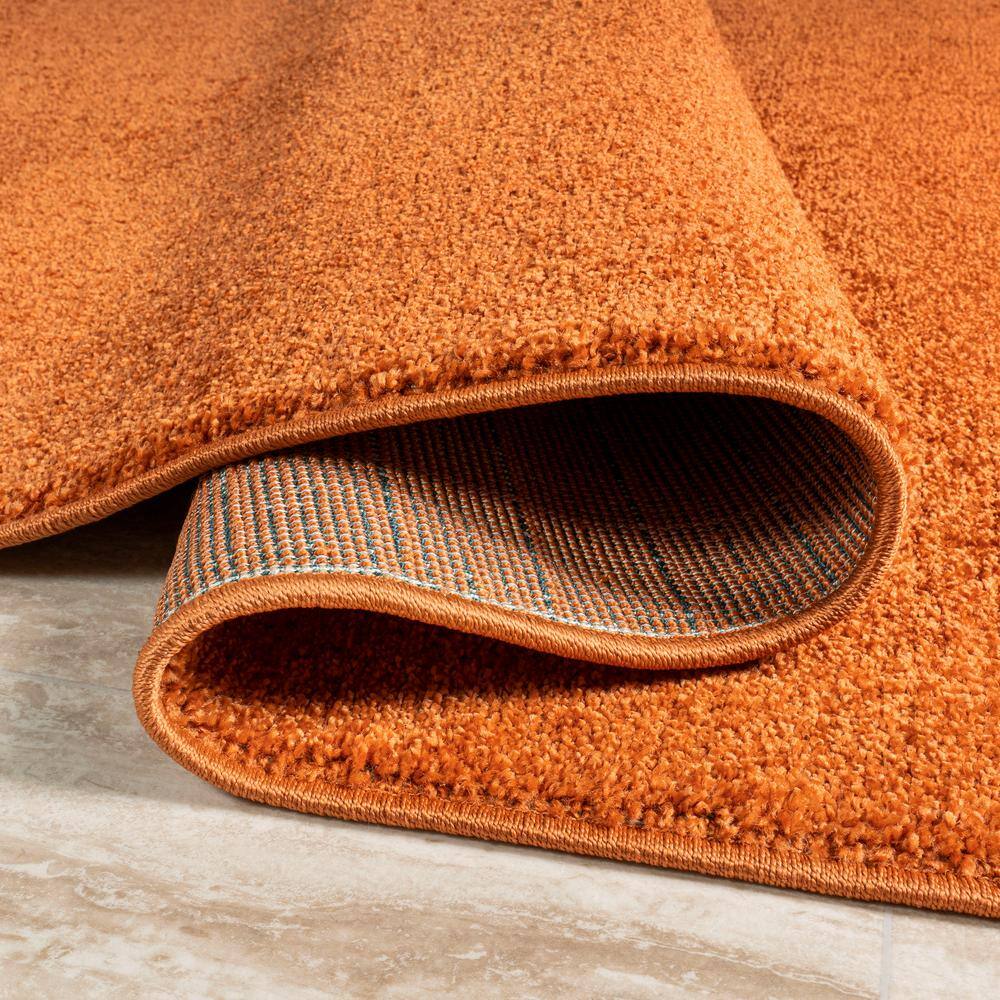 Haze Orange 2x8 Solid Low-Pile Synthetic Runner Rug