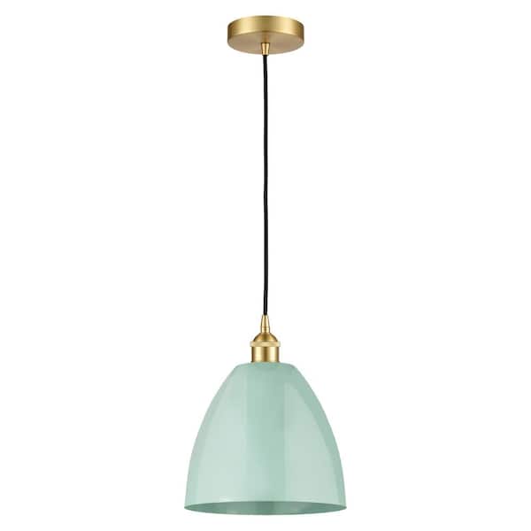 Plymouth Dome 100-Watt 1-Light Satin Gold Standard Mini Pendant Light with Metal Shade