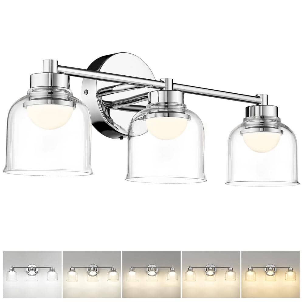 21.25 in. 3-Light Chrome LED Vanity Light with Clear Glass Shade price history on PriceWatchPro