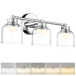 21.25 in. 3-Light Chrome LED Vanity Light with Clear Glass Shade