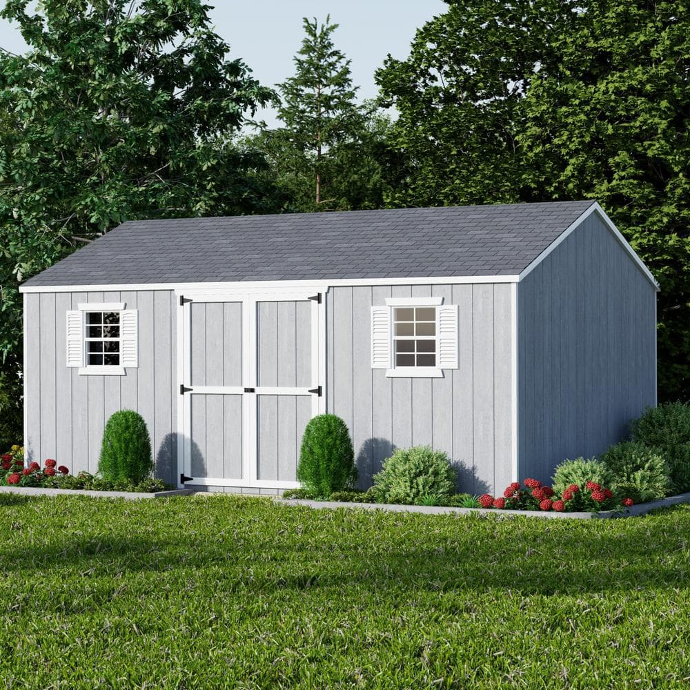12x18 Dark Gray Wood Storage Shed Kit with Windows