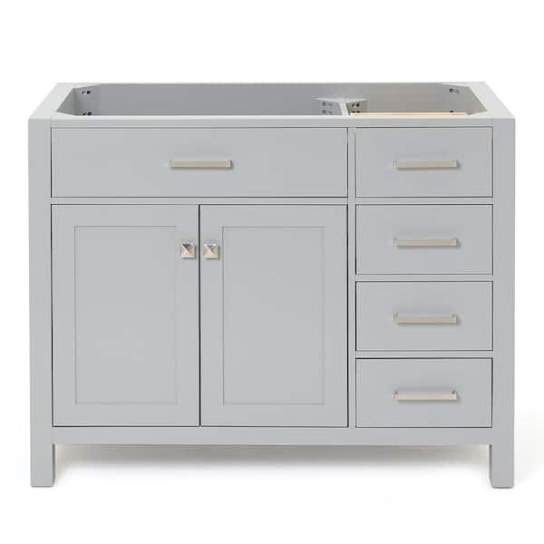 ARIEL Bristol 42 in. W x 21.5 in. D x 34.5 in. H Freestanding Bath Vanity Cabinet without Top in Grey