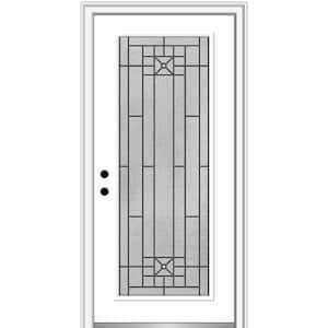 34 in. x 80 in. Courtyard Right-Hand Full Lite Decorative Painted Fiberglass Smooth Prehung Front Door, 4-9/16 in. Frame