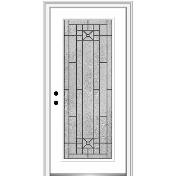 MMI Door 32 in. x 80 in. Courtyard Right-Hand Full-Lite Decorative Primed Fiberglass Smooth Prehung Front Door, 4-9/16 in. Frame