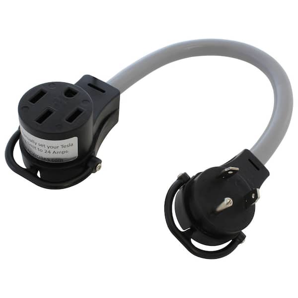 AC WORKS 1.5 ft. 10/3 EVSE Charging Adapter RV TT-30P 30 Amp Plug to 50 Amp Electric Vehicle Adapter for Tesla