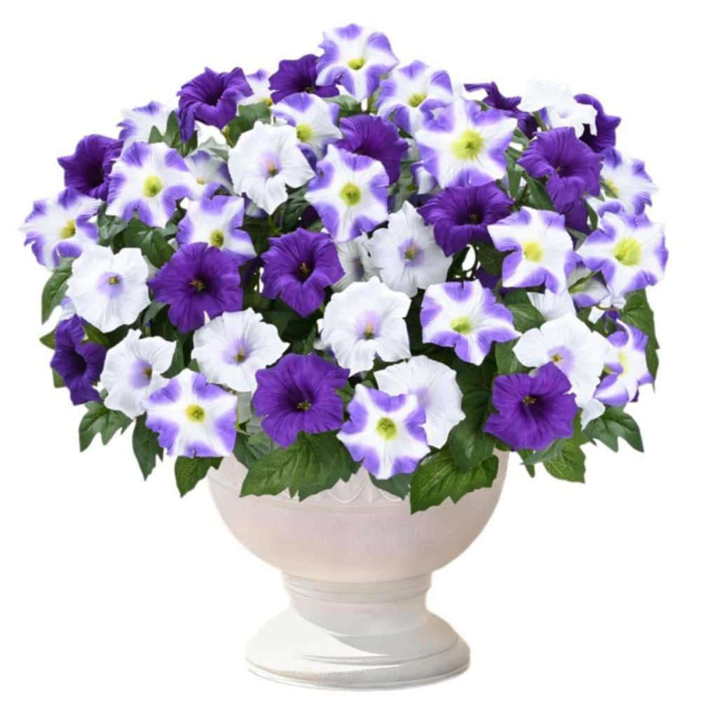 4 Bundles 15.7 in. Purple White Indoor/Outdoor Artificial Petunia