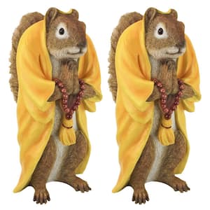 Sensei Monk Zen Garden Squirrel Animal Statue Set (2-Piece)