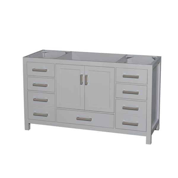 Wyndham Collection Sheffield 59 in. W x 21.5 in. D x 34.25 in. H Single Bath Vanity Cabinet without Top in Gray