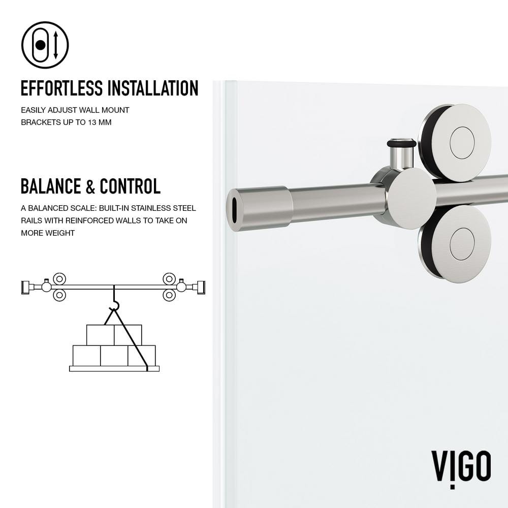 Elan 56-60" Frameless Sliding Shower Door with Stainless Steel Finish