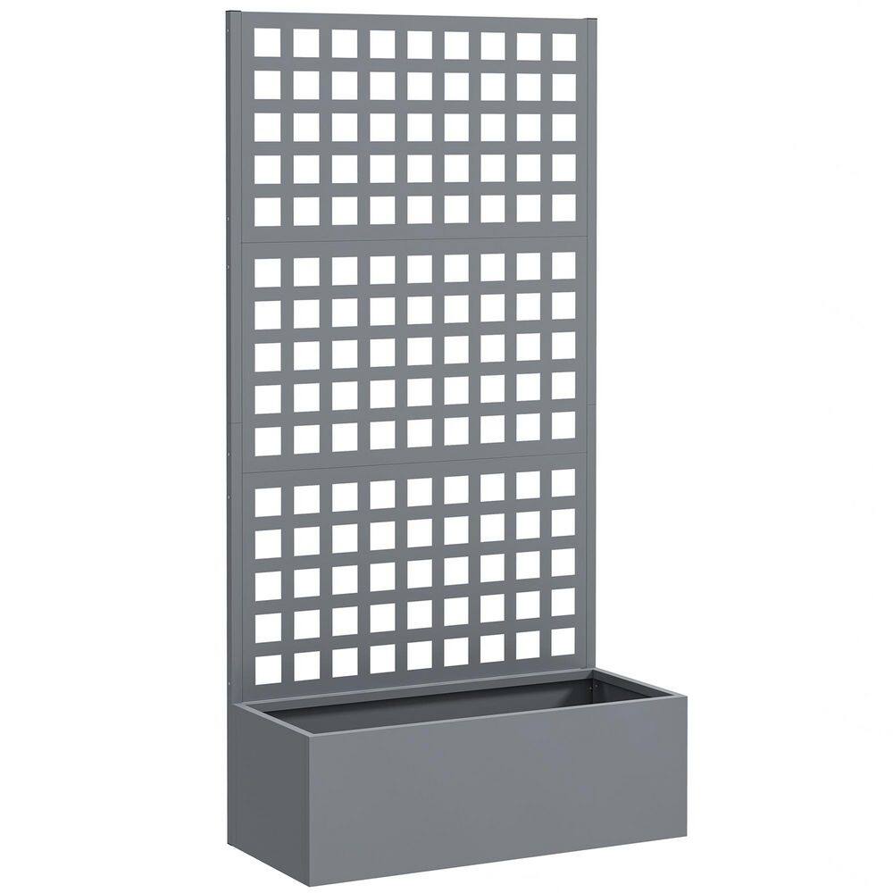 35 in. W x 15.9 in. D x 70.1 in. H Gray Metal Outdoor Planter Box, Galvaniz