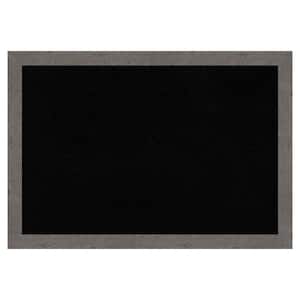 Rustic Plank Grey Narrow Framed Black Corkboard 39 in. x 27 in. Bulletine Board Memo Board